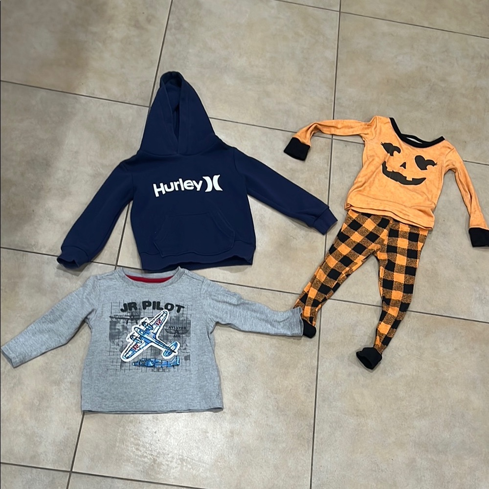 Boys clothes lot, Halloween pajamas, hoodie, shirt, size 2T